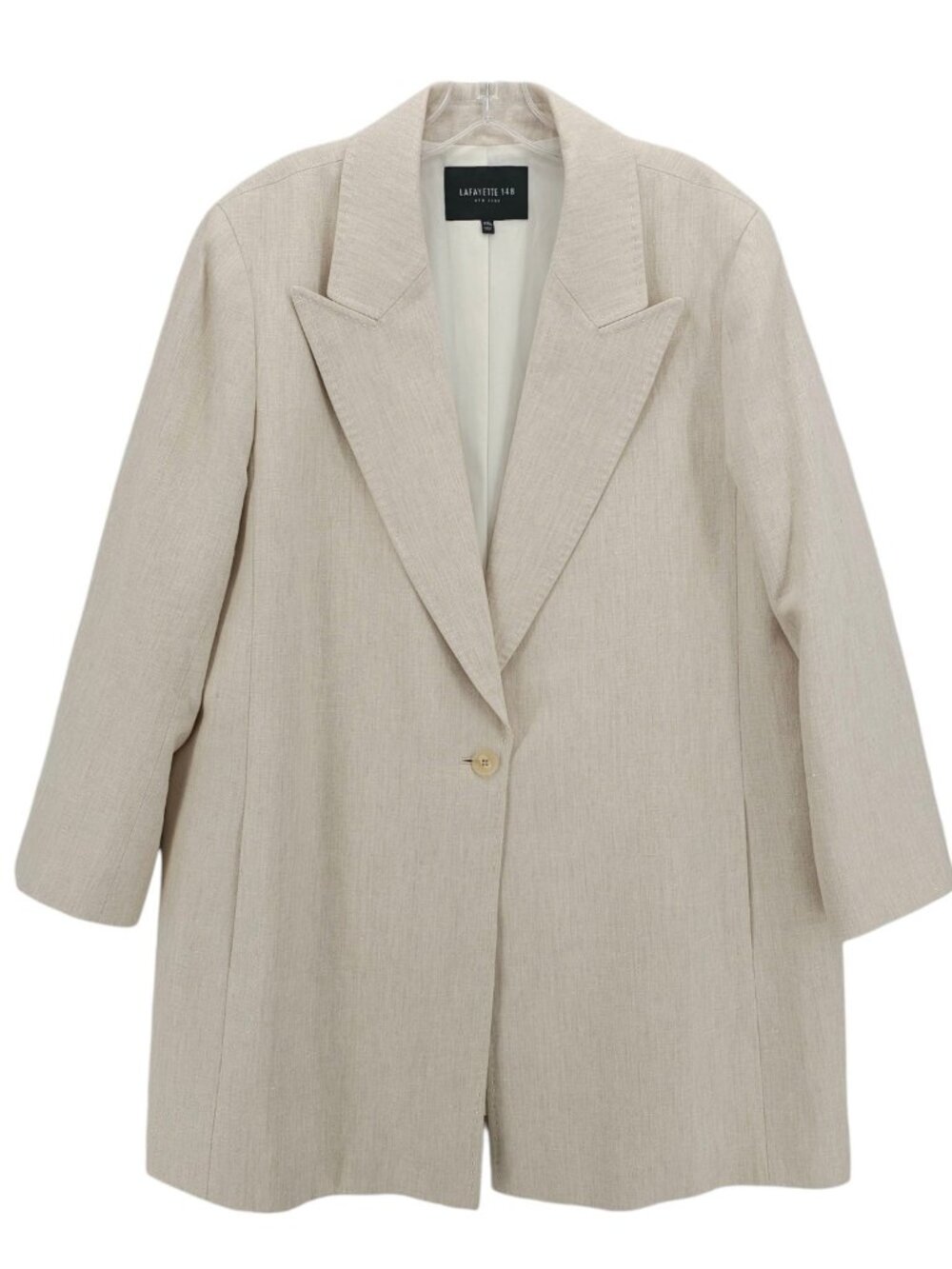 LAFAYETTE 148 Loro Piana Linen 55 Wool Blazer Jacket Natural Beige EUC Size XXL